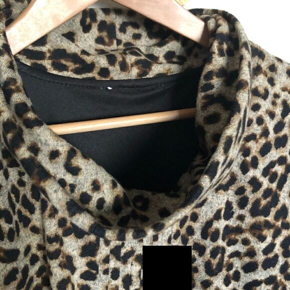 Eliza J Leopard Cowl-Neck Puff Sleeve Dress - Picture 6 of 9